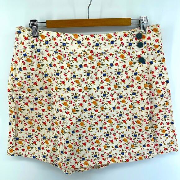 Vintage ditzy floral denim jean wrap mini skort sz 14 - Picture 1 of 7